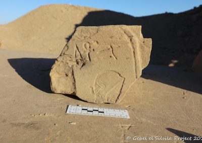 Detail of Pharaoh Amenhotep III wearing blue crown